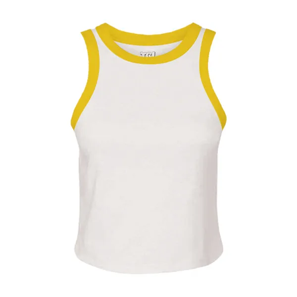 High Neck Rib Tank with Contrast Trim