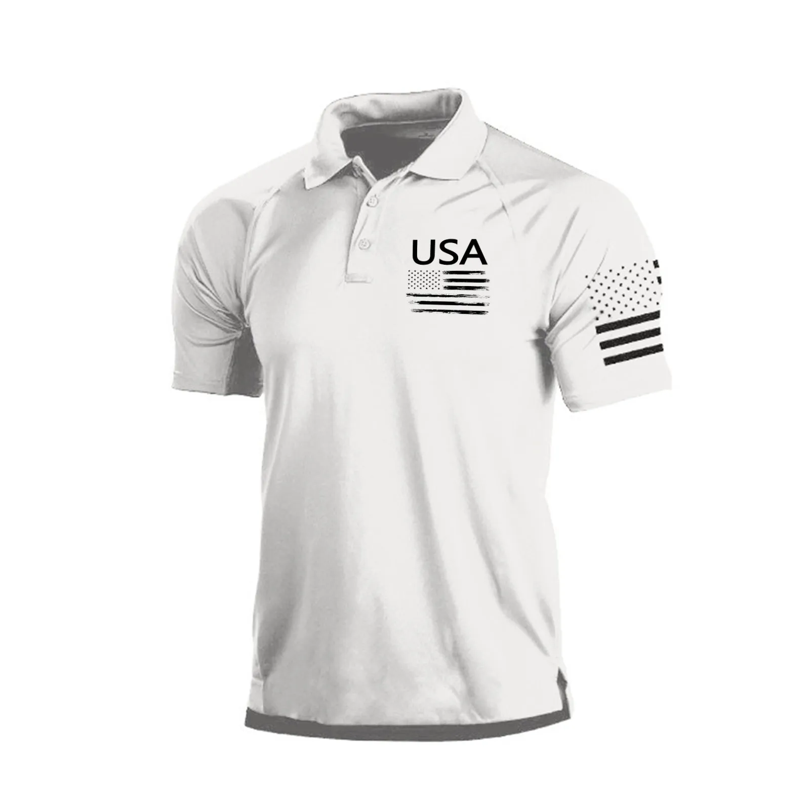 USA FLAG RAGLAN GRAPHIC POLO SHIRT