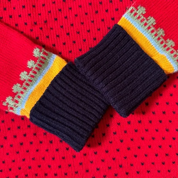 VINTAGE COLL AGEMAN sweater red turtleneck knit oversized S NAVY blue women’s